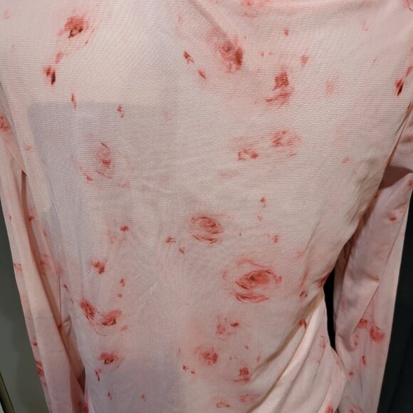****PINK FLORAL PRINT KNOT SHIRT - Picture 5 of 6